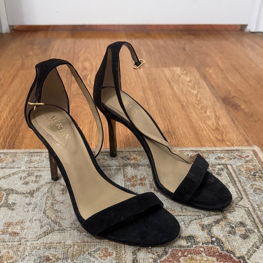 Ralph Lauren Black Suede Heels
